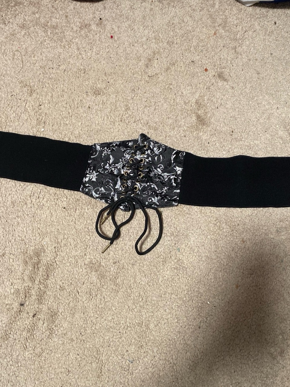 Black and Silver Lace Waist Belt